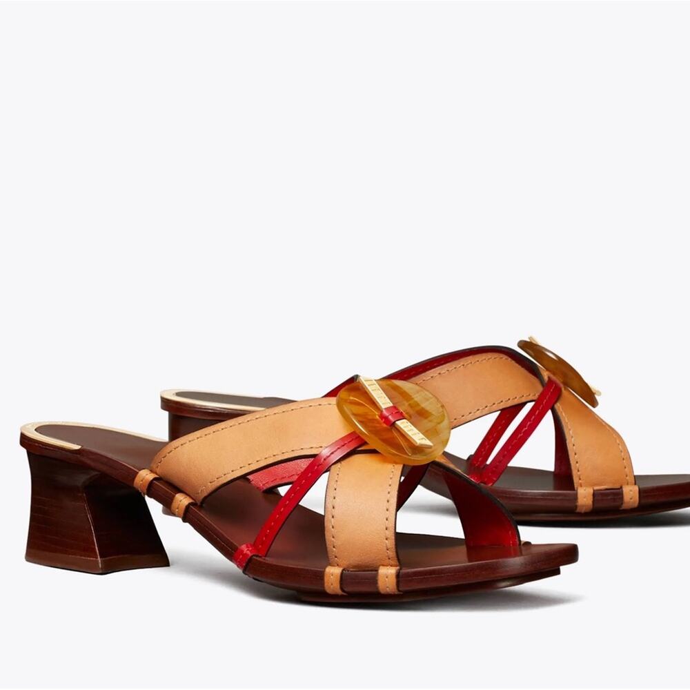 Tory Burch Knotted Wooden Heel Strappy Sandal
